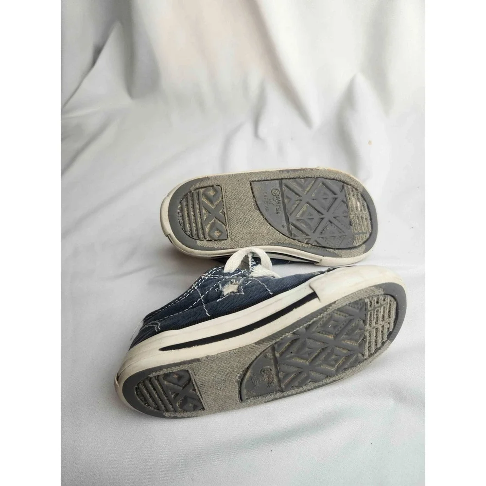 Converse One Star Infant Shoes Size 6 Blue Canvas Sneakers Toddler Low Top